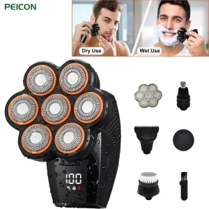 Men's Electric Shaver Men Facial Beard Trimmer Mini 7D Floating Men Shaver LCD Display USB Rechargeable Wet Dry Electric Razor